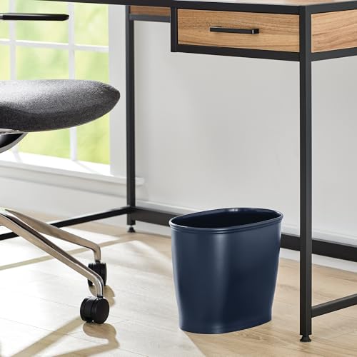 iDesign Slim Plastic Bathroom Trash Can, Navy Blue - color: Navy, style: Pack of 1