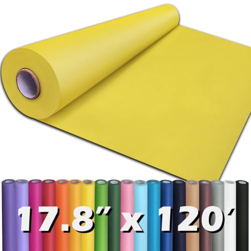 PerkHomy 17.8" x 1,440" (120') Lemon Yellow Kraft Paper Roll for Craft Bulletin Board Paper Art Table Covering Crafting Gift Wrapping Bouquet Packing Parcel 80GSM (Lemon Yellow, 17.8" x 120') - color: Lemon Yellow, size: 17.8" Width x 120' Length