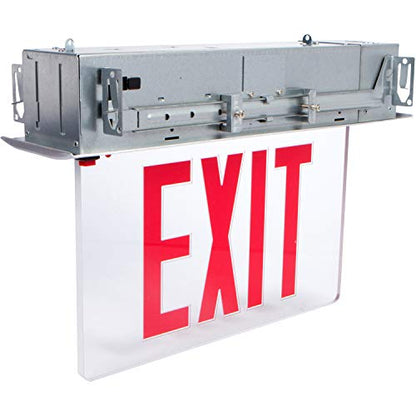Morris Products LED Exit Sign - Recessed Mount Edge - Red on Clear Panel, Anodized Aluminum Housing - Compact, Low-Profile Design - Single Sided Legend - Energy Efficient, High Output - 1 Count - color: Red on Clear (Aluminum Housing), size: Single Sided