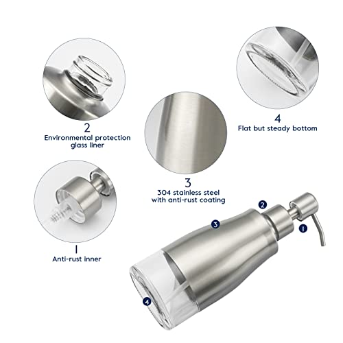 Gaussra 2 Pack Soap Dispenser with Coaster and Stickers - 11 OZ / 320 ML - color: Brushed Nickel 2