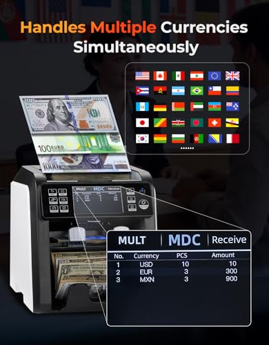 MUNBYN IMC23 Money Counter Machine Mixed Denomination with Reject Pocket