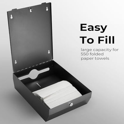 Paper Towel Dispenser Wall Mount - Multifold Trifold Paper Towel Dispensers - color: D-391 Black