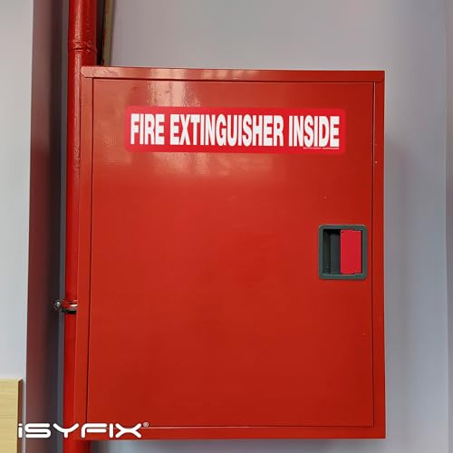 iSYFIX Fire Extinguisher Inside Sign, 12x2.5 Inch, Red Reflective, 5 Pack - color: Red Reflective, size: 12x2.5 (5 Pack)