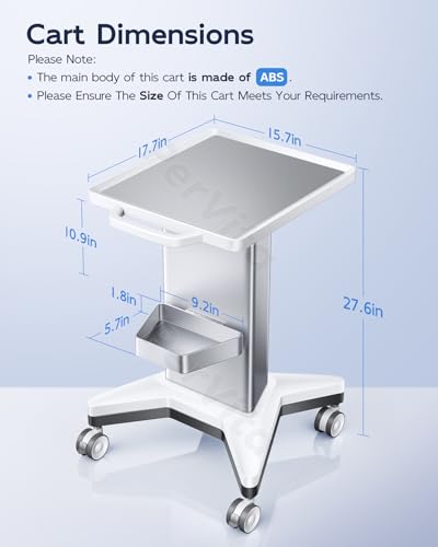 Medical Utility Cart with 4 Swivel Wheels, 100 lbs Capacity for PSP10/PSP15 Shockwave Machines, Beauty, Medical, Office & Home Use Equipment, 15.7x17.3 in Non-Slip Platform & Gel Tray