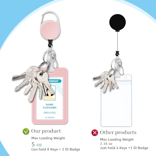 Hancynir Lanyards for ID Badges, Retractable Badge Holder with Reel Clip - color: 1-solid Pk
