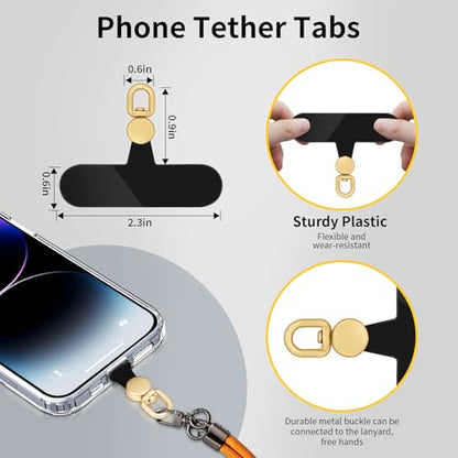 360°Rotatable Phone Tether Tab,3 Pieces Universal Phone Lanyard Patch Without Adhesive,Phone Lanyard Replacement Part for Cell Phone Strap(Black+Transparent) - color: Black+Transparent