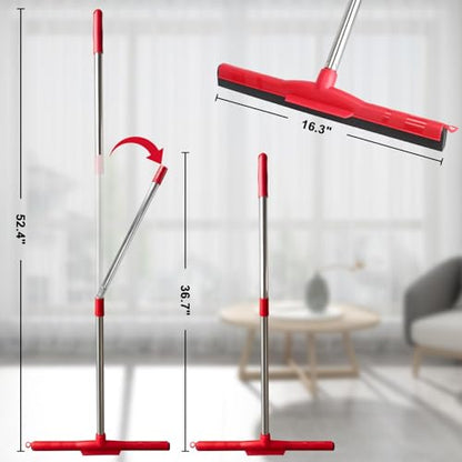Floor Squeegee Scrubber with 51" Adjustable Pole & EVA Foam Blade – Indoor/Outdoor Use for Garage, Patio, Bathroom, Tile, Marble