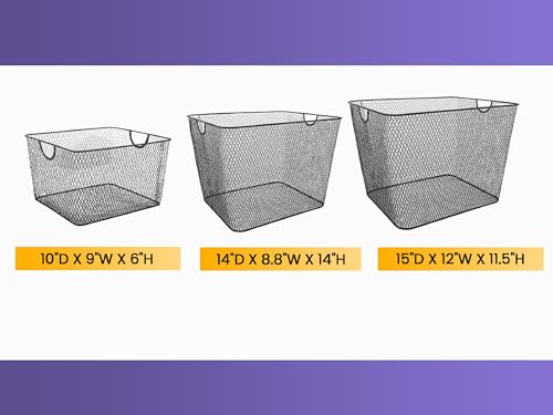 YBM HOME Wire Storage Baskets for Shelves, Cabinets, Pantry, Countertop, Open Mesh Storage Basket for Organizing Food Supplies, 2 Pack 14 x 10 - size: 14x10x9