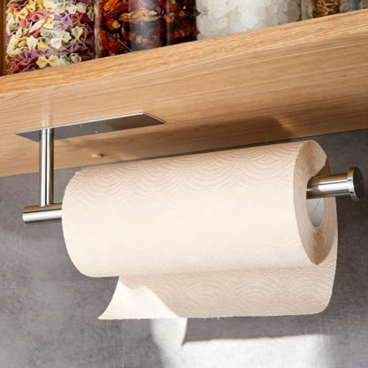 Paper Towel Holder - Eolax Under Cabinet Paper Towel Bar for Kitchen, Wall Mount Self Adhesive or Drilling Paper Towel Rack, 304 Stainless Steel (Chrome) - color: Chrome