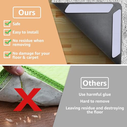 ZONGOOL 12PCS Rug Tape Non Slip Rug Pad Grippers Double Sided Carpet Tape - color: White