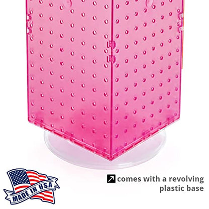Azar Displays 703385-PNK Four-Sided Revolving 8”W X 20”H Pegboard Counter Display, Pink - color: Pink, style: Pegboard Only