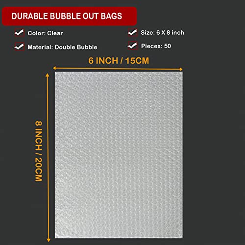200Pcs Bubble Pouches Wrap, 6"x8" Clear Bubble Out Bags for Packing - size: 6"x8"