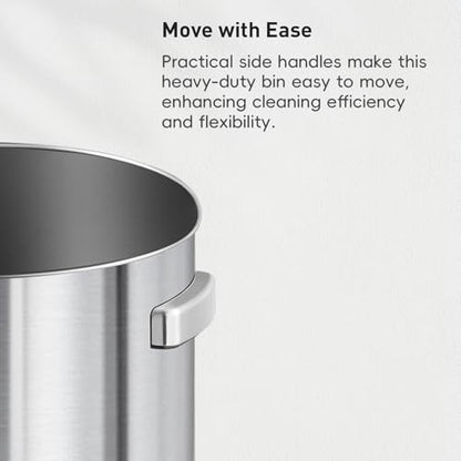 EKO 32-Gallon Round Stainless Steel Open Top Trash Can, Large Commercial Waste Bin with Detachable Lid and Carrying Handle, Brushed Metal Garbage Bin for Home, Office, Restaurant, Restroom - color: Stainless Steel, size: 120 Liter, Round