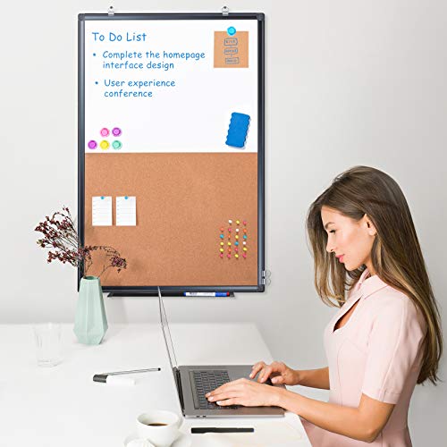 Maxtek Whiteboard and Cork Board Combo 36 x 24 in, Wall Mounted - size: 24" x 36"