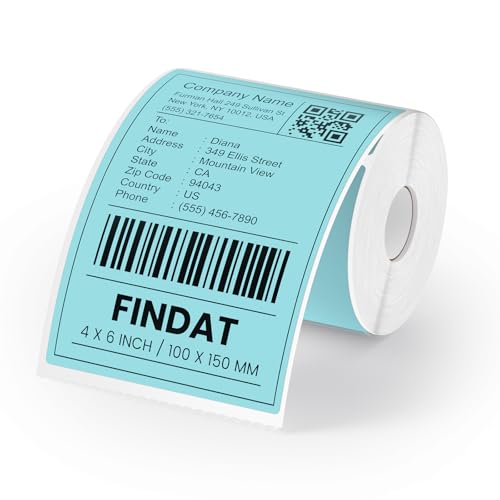 Direct Thermal Label Blue Vinyl 4 x 6 Inch Printer Sticker 250 PCS - color: Blue