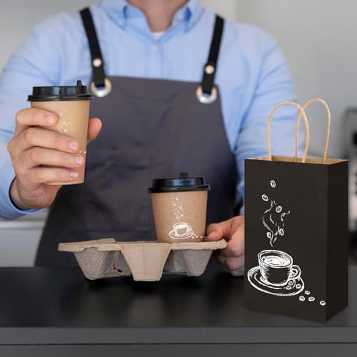 XPCARE Black Paper Bags with Handles, 100Pcs 5.25x3.25x8.25'' Kraft Bags - color: Black, size: 1 Count (Pack of 100)