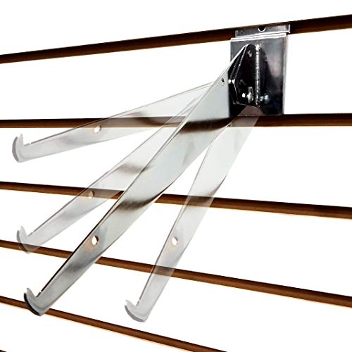 Adjustable Angle Slatwall Shelf Bracket - 8", 10", 12" & 14" Depths Available, Chrome (2, 12" D) - size: 12" D