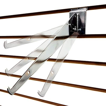Adjustable Angle Slatwall Shelf Bracket - 8", 10", 12" & 14" Depths Available, Chrome (2, 10" D) - size: 10" D