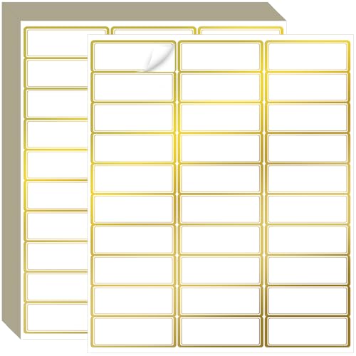 Geyee 1800 Pcs Neon Colored Address Label 1''x2-5/8'' Printable, White - color: Gold and White