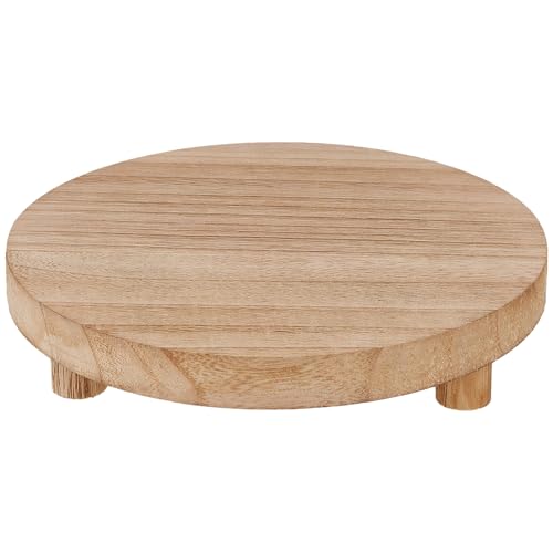 HOZEON 4 PCS Wooden Display Risers, Round Wooden Pedestal Stand for Dessert Display, Kitchen Organization, Retail Display and Home Decor(4 Sizes, Light Brown)