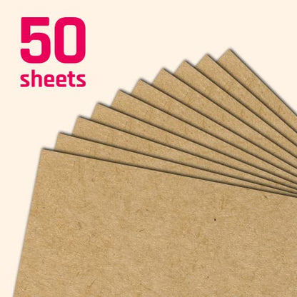 50 Sheets, Brown Kraft Cardstock, 200 GSM (75 lb. Cover), 8.5 x 11 inches - size: 50 Sheets