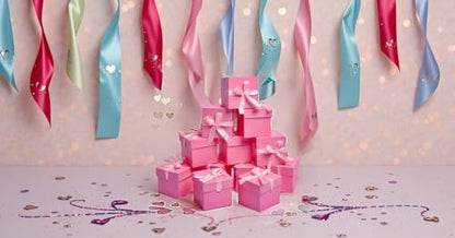 Gift Box with Lid & Ribbon for present, 12pcs, Pink, 4"×4"×4" - color: Pink, size: 4 x 4 x 4 Inch