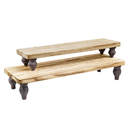 Ikee Design 2 Pcs Set Wooden Display Riser, Cupcake Dessert Display Riser - color: Oak