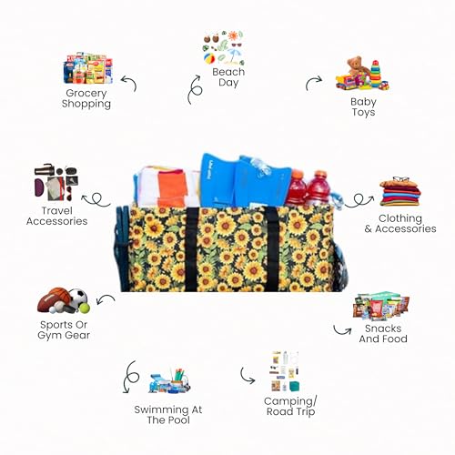 Extra Large Utility Tote Bag - Oversized Collapsible Beach Bag - Sunflower - color: Sunflower