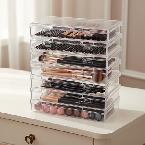 Goodma 6 Pieces Rectangular Empty Mini Clear Plastic Organizer Box - size: 180 x 110 x 30 mm