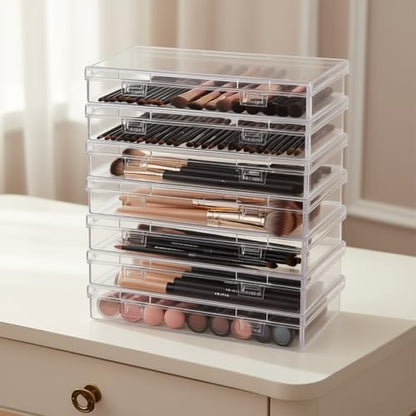 Goodma 6 Pieces Rectangular Empty Mini Clear Plastic Organizer Box - size: 180 x 110 x 30 mm