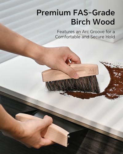 Coffee Brush and Dust Pan Set, Magnetic, Horsehair, Wood, Black - color: Black, size: Upgraded