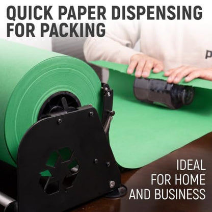 18" Paper Dispenser with Cutter + Green Kraft Paper Roll - color: Green, size: 1 Roll + Dispenser