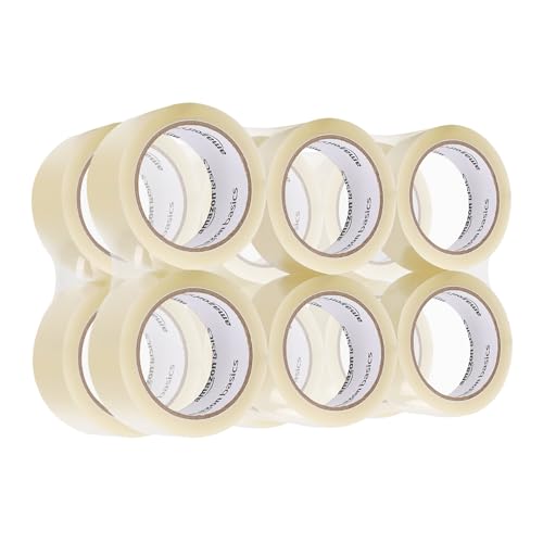 Amazon Basics Strong Packing Tape for Moving, Packaging, Shipping and Storing, Clear, 2 in x 60 yards, 2.7mil Thickness, 12-Roll - size: 2 in x 60 yards, 2.7mil Thickness