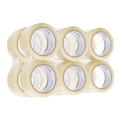 Amazon Basics Strong Packing Tape for Moving, Packaging, Shipping and Storing, Clear, 2 in x 60 yards, 2.7mil Thickness, 12-Roll - size: 2 in x 60 yards, 2.7mil Thickness