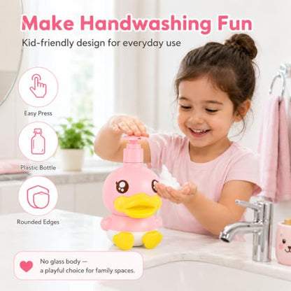 Pink Duck Cute Soap Dispenser for Kids Gift - color: Pink
