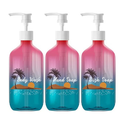 Empty Plastic Bottles with Pump Dispenser, 500ml Gradient Bottle, 3 Pack - color: Gradient, size: 3 Pack