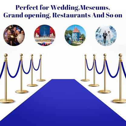 Fumete 6 Pcs Velvet Rope 4 Feet with Gold Hook Crowd Control, Navy Blue - color: Navy Blue