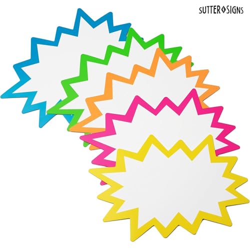 Starburst Signs with Stickers 100pcs 6x8 inch (Neon) - color: Neon, size: 6x8