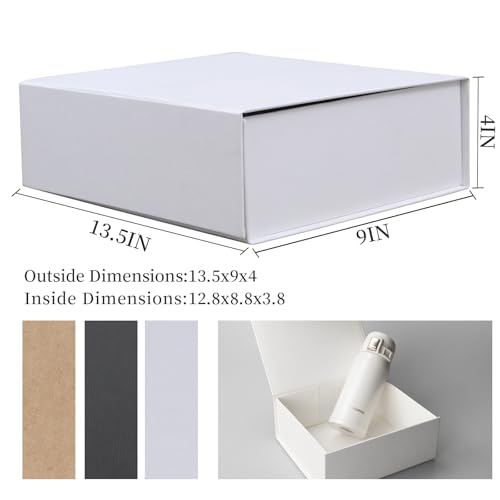 Rsgift White Gift Boxes with Lid,13.5x9x4 Inches,Magnetic Closure for Women - Wedding, Birthday, Graduation Packaging - color: White, size: 13.5 x 9 x 4 inches (pack of 1)