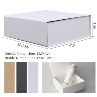 Rsgift White Gift Boxes with Lid,13.5x9x4 Inches,Magnetic Closure for Women - Wedding, Birthday, Graduation Packaging - color: White, size: 13.5 x 9 x 4 inches (pack of 1)