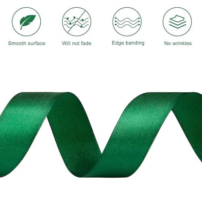 Dark Green Satin Ribbon, 1 Inch, 50 Yards - color: dark green