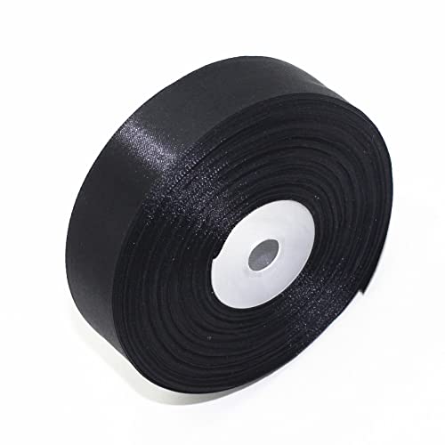Black Satin Ribbon 1 Inch for Gift Wrapping, 50 Yards in Length - color: Black, size: 1"