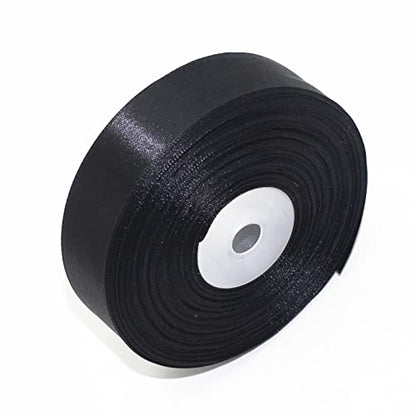 Black Satin Ribbon 1 Inch for Gift Wrapping, 50 Yards in Length - color: Black, size: 1"
