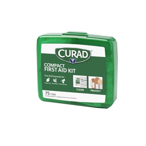 Curad Compact First Aid Kit, Green 75 Items, 1 Each