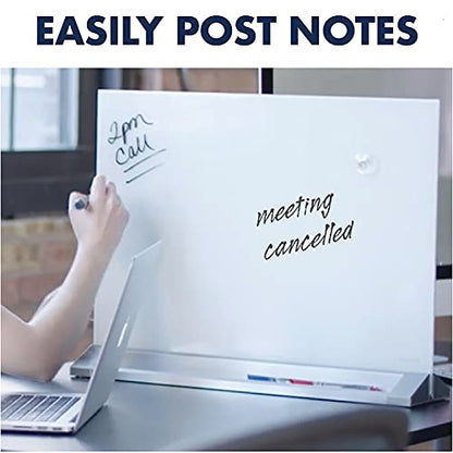 Quartet Glass Whiteboard Desktop Panel, Magnetic, 17" x 23", Dry Erase Surface, Includes Accessory Trays, 1 Marker and 2 High-Power Magnets, White (GDP1723W)