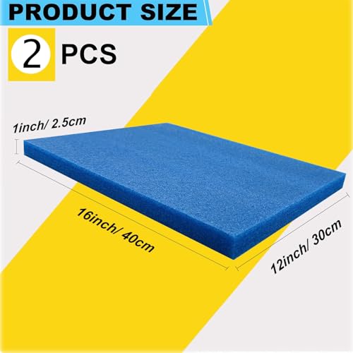 2 Pcs Blue 12 x 16 x 1Inch Polyurethene Foam Sheets - size: Blue 2Pack 1in