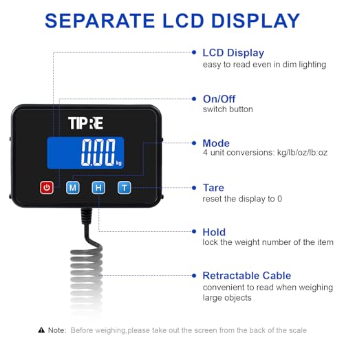 TIPRE Shipping Scale 660lbs for Packages,Heavy Duty Digital Postal Express Scale,1 oz High Accuracy with Charging Cable & Batteries,Extra Large Stainless Steel for Small Business,Warehouse,Home - size: 660lb- Silver Stainless Steel