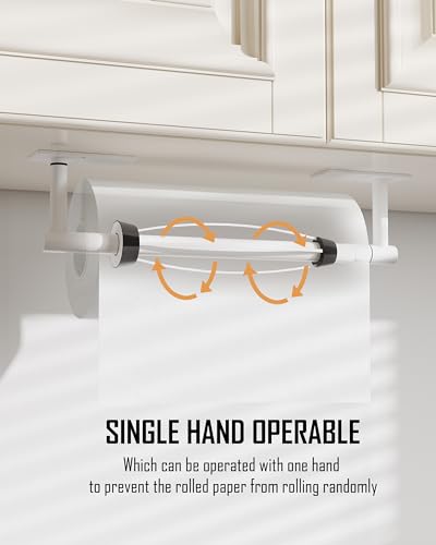 Paper Towel Holder Under Cabinet One Hand Operable, White - color: White