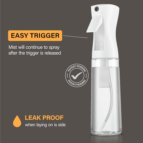 SUPER+ 2 Pack Continuous Spray Bottle for hair - 10 Oz Ultra Fine Mist Sprayer | Water Spray Bottle For Hair Mister Spray Bottle | Hair Spray Bottles For Hairstyling, Cleaning, Salons (2pk 10oz) - size: (2-Pack) - 10 Oz