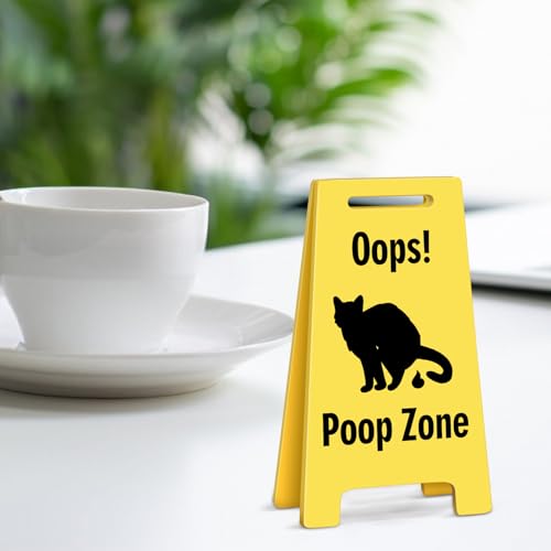 Funny Office Desk Accessories Decor Oops! Poop Zone Acrylic Humorous Cat Pet Accident Warning Do Not Disturb Mini Sign Funny Cute Gag Office Decorations Gifts for Work Women Cat Lovers - style: POOP ZONE